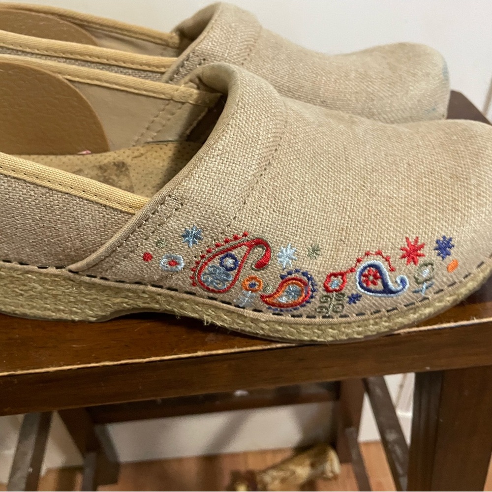 Embroidered Vegan Jute Dansko Clogs